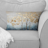 Gold And Blue Trees Harmony IV - Trees Throw Pillow