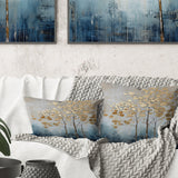 Gold And Blue Trees Harmony IV - Trees Throw Pillow