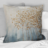 Gold And Blue Trees Harmony V - Trees Throw Pillow