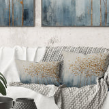 Gold And Blue Trees Harmony V - Trees Throw Pillow