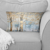 Gold And Blue Treasure Trees Scenery II - Trees Throw Pillow