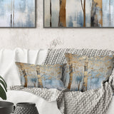 Gold And Blue Treasure Trees Scenery II - Trees Throw Pillow