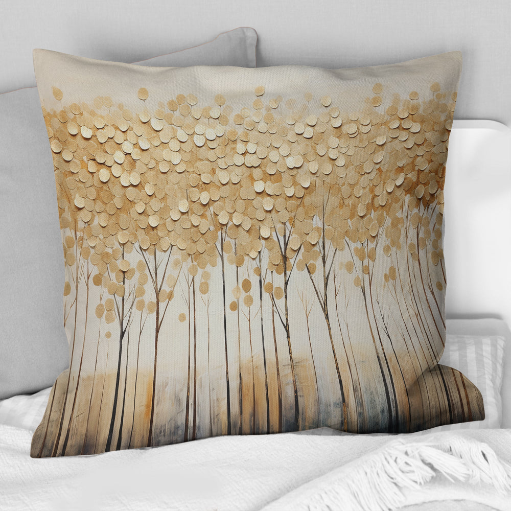 Minimalism Golden Trees Harmony - Trees Throw Pillow