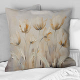Beige Embellished Tulips Symphony I - Tulips Throw Pillow