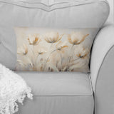 Beige Embellished Tulips Symphony I - Tulips Throw Pillow
