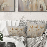 Beige Embellished Tulips Symphony I - Tulips Throw Pillow