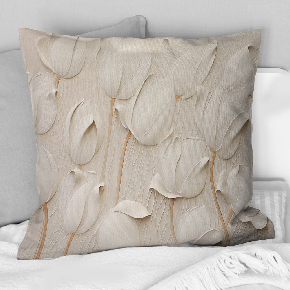 Minimalism White Tulips Symphony - Tulips Throw Pillow