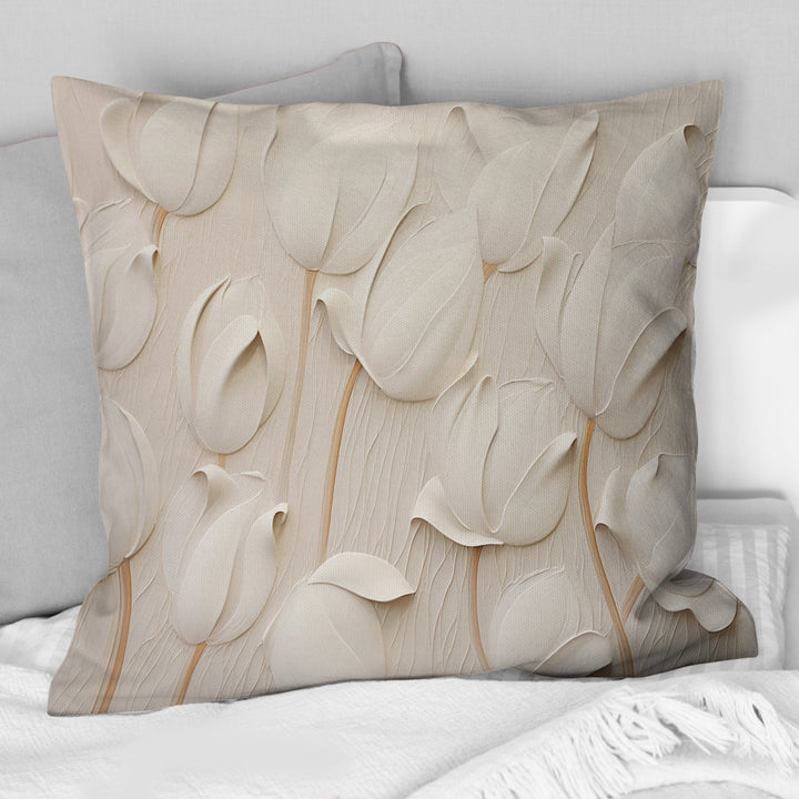Minimalism White Tulips Symphony - Tulips Throw Pillow