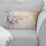 Purple And Gold Adorned Violets Meadow III - Violets Throw Pillow