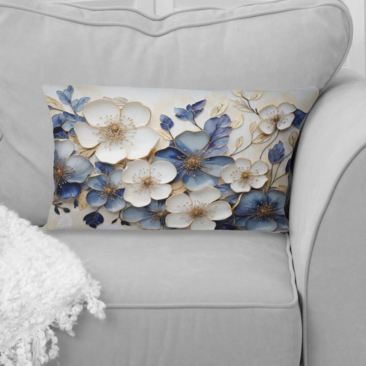 Blue And Gold Minimalism Violets - Violets Throw Pillow
