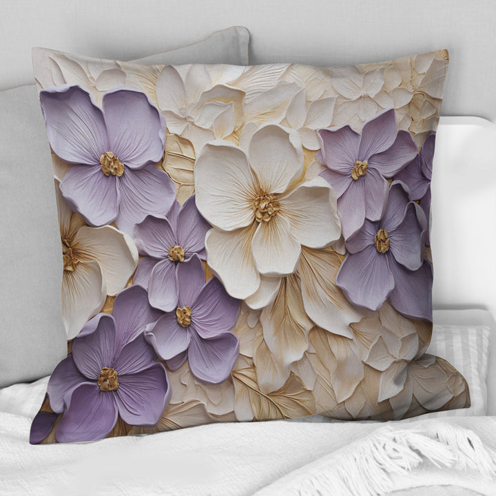 Purple And White Minimalism Violets - Violets Throw Pillow