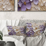 Purple And White Minimalism Violets - Violets Throw Pillow