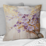 Purple And Gold Adorned Violets Meadow IV - Violets Throw Pillow