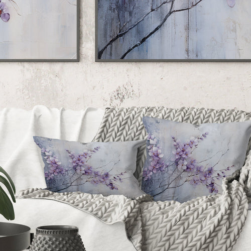 Purple Minimalism Violets - Violets Throw Pillow