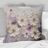 Beige And Purple Adorned Violets I - Violets Throw Pillow