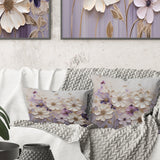 Beige And Purple Adorned Violets I - Violets Throw Pillow