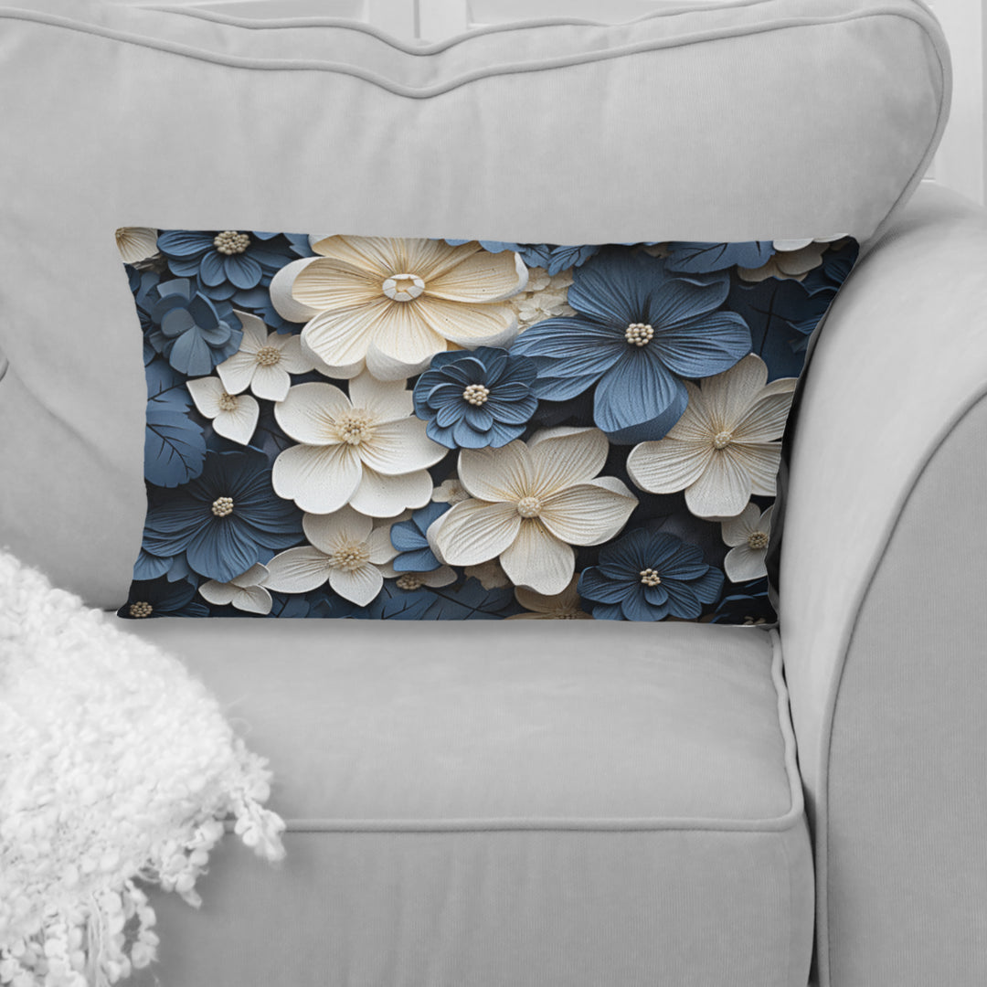 Blue And White Adorned Violets - Violets Throw Pillow