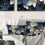 Blue And White Adorned Violets - Violets Throw Pillow