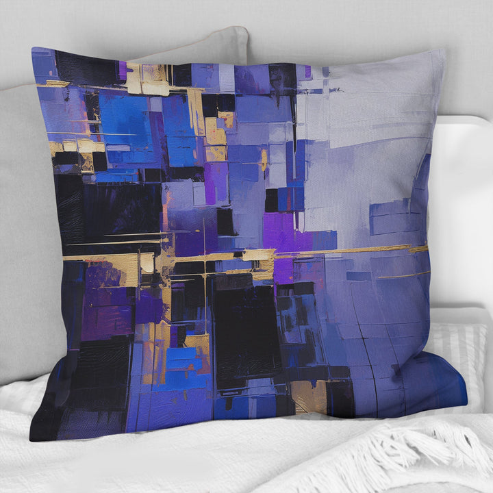 Contemporary Black Blue Purple Abstract - Abstract Painting Throw Pillow