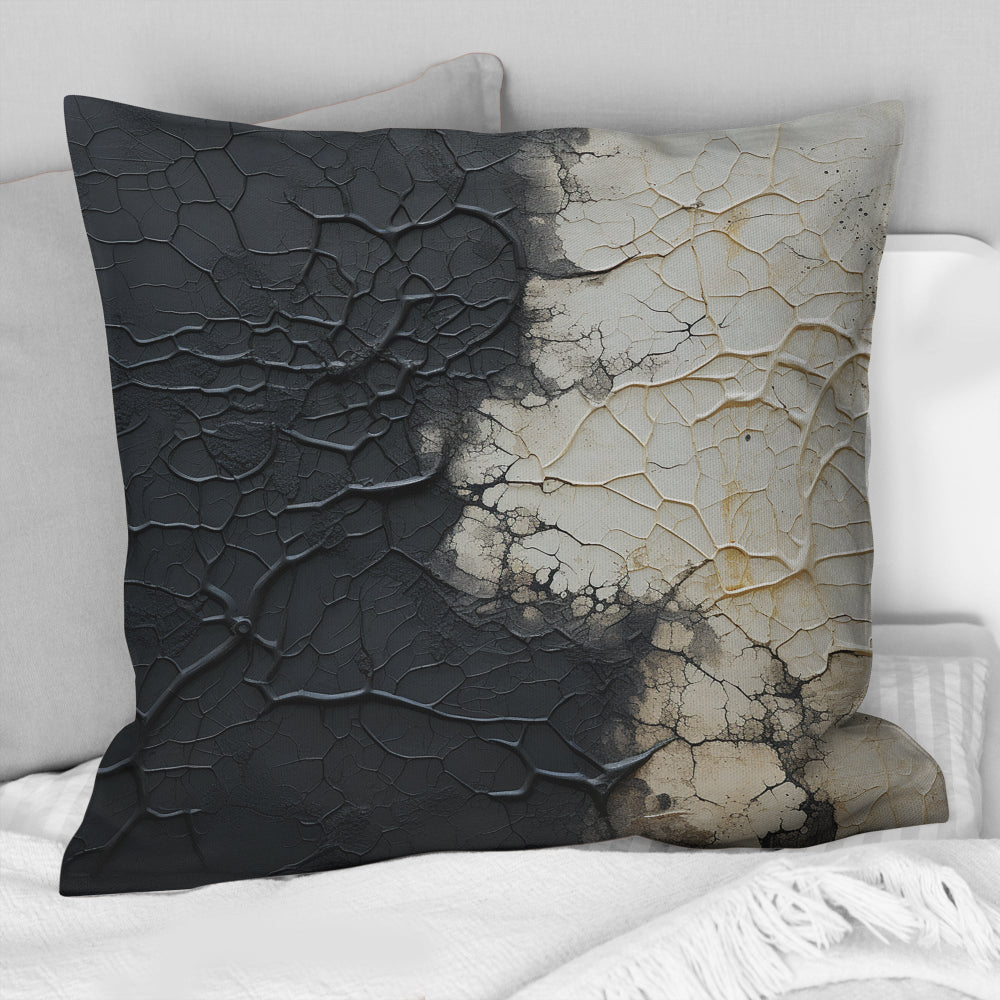 White And Black Abstract Split - Abstract Shapes Throw Pillow