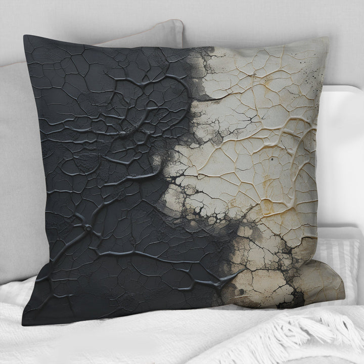 White And Black Abstract Split - Abstract Shapes Throw Pillow