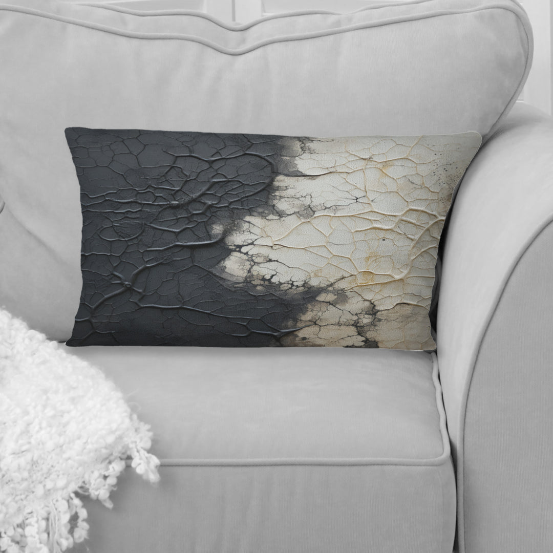 White And Black Abstract Split - Abstract Shapes Throw Pillow