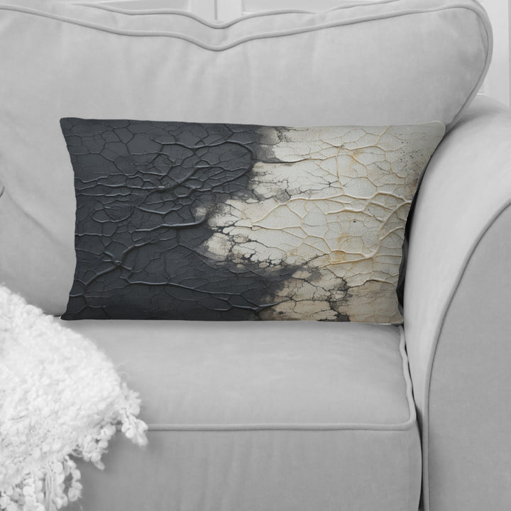 White And Black Abstract Split - Abstract Shapes Throw Pillow