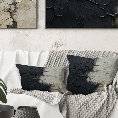 White And Black Abstract Split - Abstract Shapes Throw Pillow