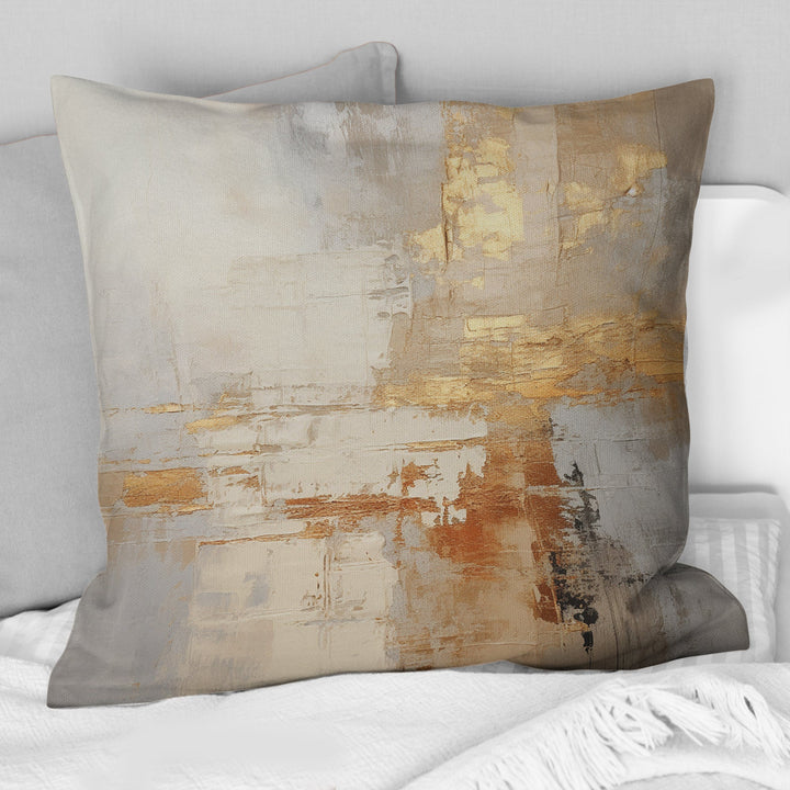 Gold And White Abstract Split - Abstract Shapes Throw Pillow
