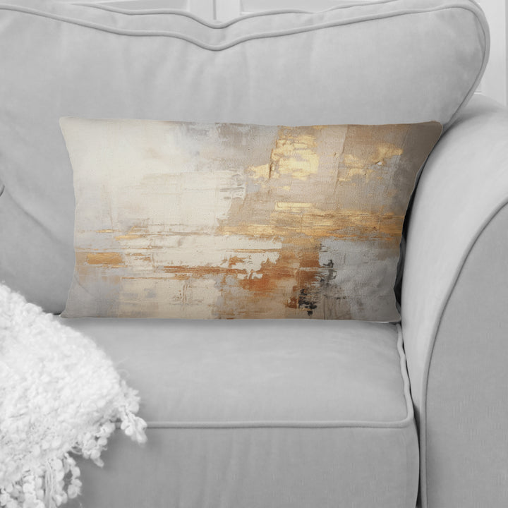 Gold And White Abstract Split - Abstract Shapes Throw Pillow