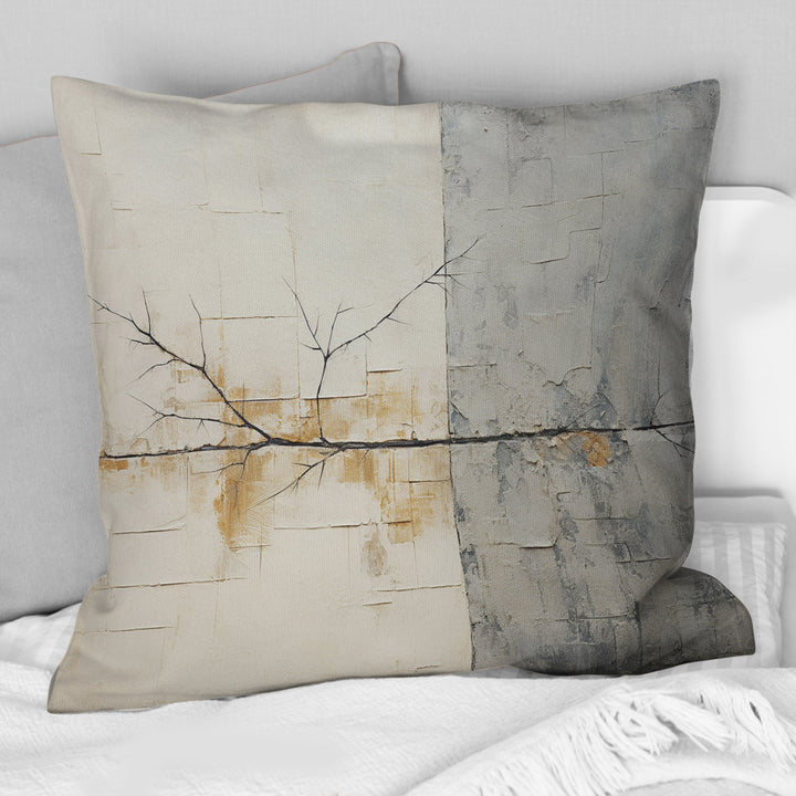 Grey And White Nature Split - Abstract Shapes Throw Pillow