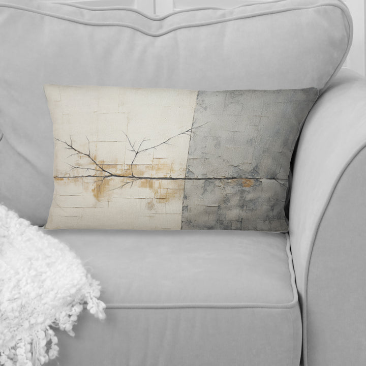Grey And White Nature Split - Abstract Shapes Throw Pillow
