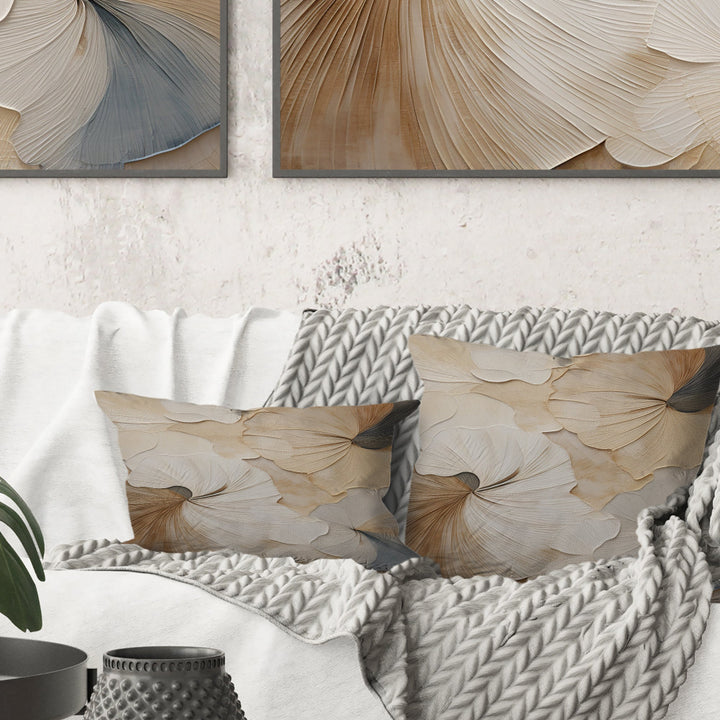 Beige Minimalism Elegance In Bloom - Flowers Throw Pillow