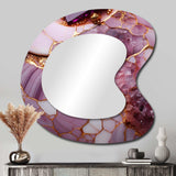 Pink and gold Marble agate river V - Abstract Asymmetrical Wall Mirror