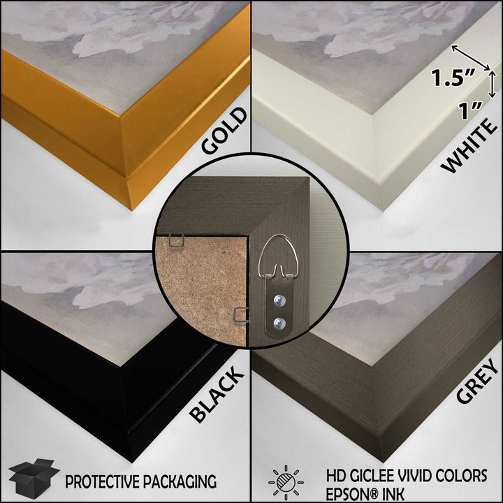 Abstract Flower Field Watercolor Painting Framed Print Matte White - 1.5" Width