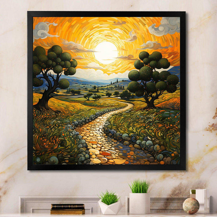 Vangogh Olive Grove In Province - Landscapes Canvas Wall Art
