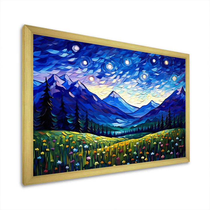 Vangogh Starry Night Over The Mountains - Landscapes Canvas Wall Art