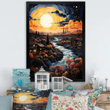 Vangogh Village At Sunset I - Landscapes Canvas Wall Art