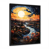 Vangogh Village At Sunset I - Landscapes Canvas Wall Art