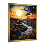 Vangogh Village At Sunset I - Landscapes Canvas Wall Art