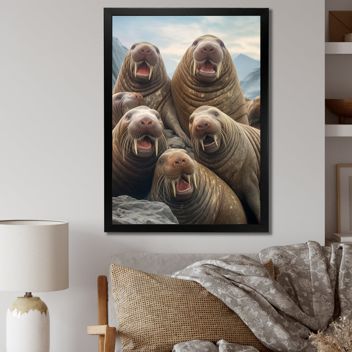 Walrus Family Portrait - Walrus Canvas Wall Art