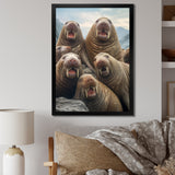Walrus Family Portrait - Walrus Canvas Wall Art