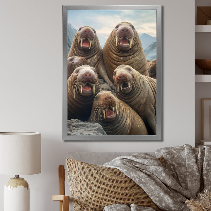 Walrus Family Portrait - Walrus Canvas Wall Art
