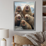 Walrus Family Portrait - Walrus Canvas Wall Art