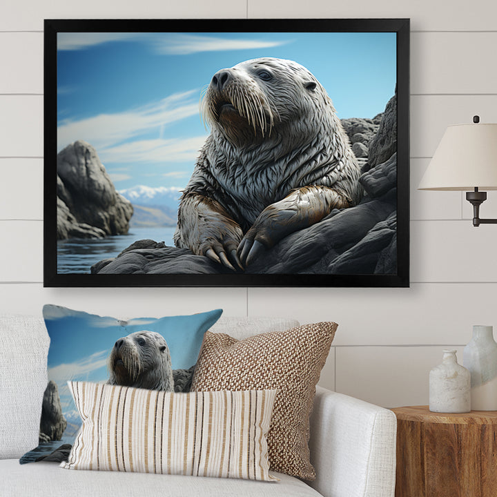Walrus Coastal Majesty - Walrus Canvas Wall Art