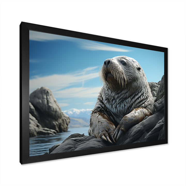 Walrus Coastal Majesty - Walrus Canvas Wall Art