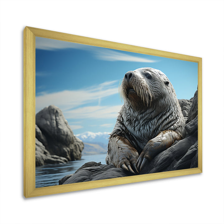 Walrus Coastal Majesty - Walrus Canvas Wall Art