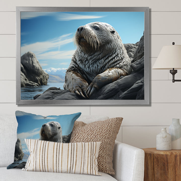 Walrus Coastal Majesty - Walrus Canvas Wall Art