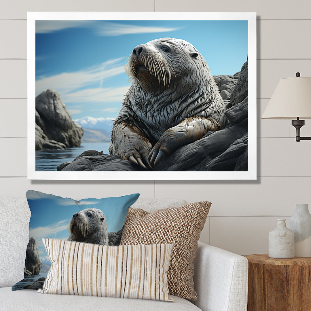 Walrus Coastal Majesty - Walrus Canvas Wall Art