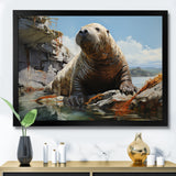 Walrus Rustic Charm - Walrus Large Canvas Wall Art